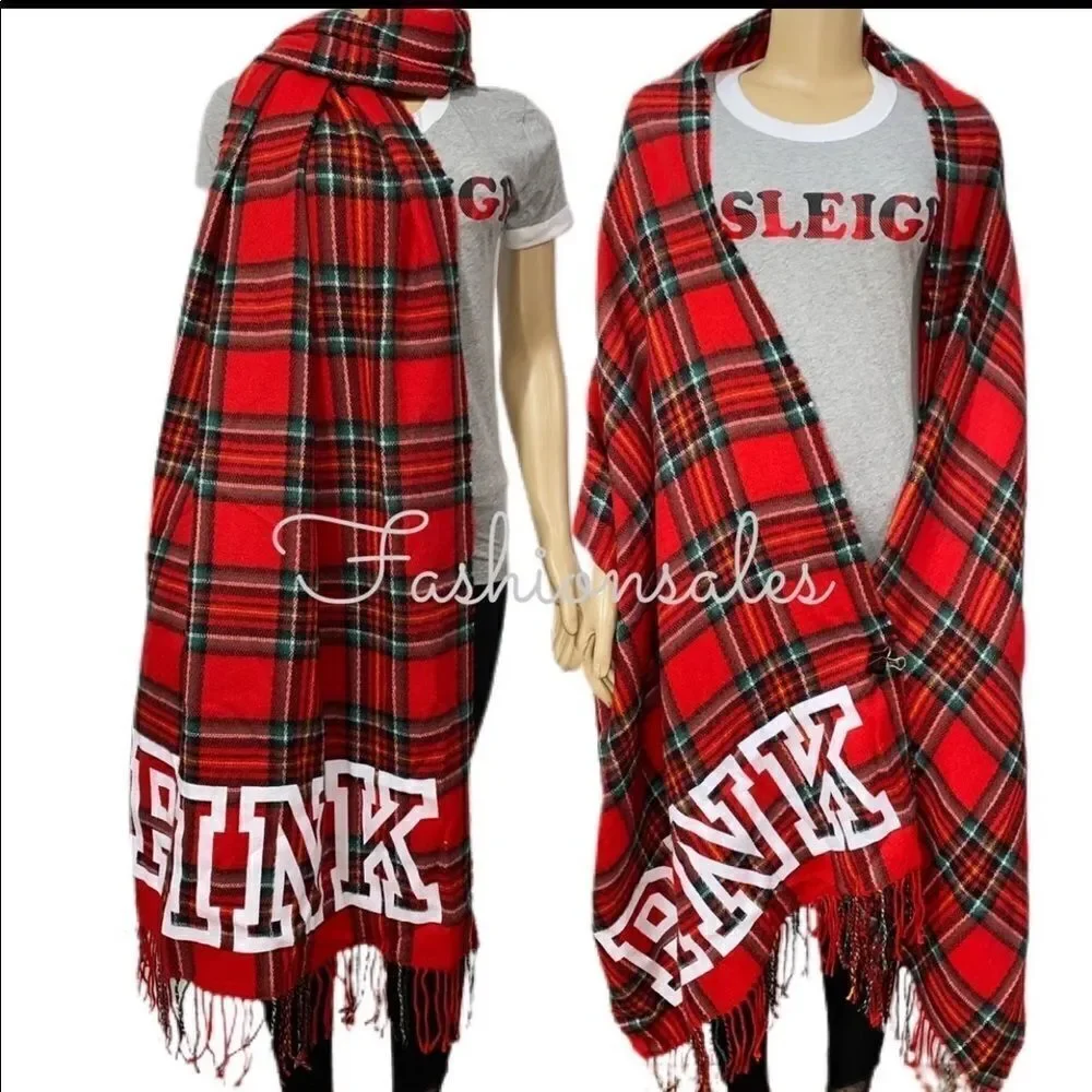 Lot of 2 Victorias Secret pink Cozy Large Scarves